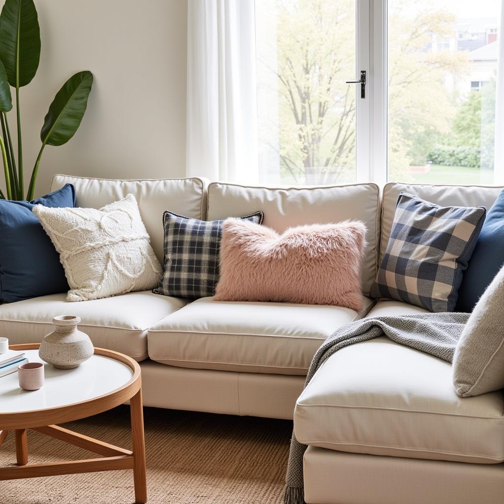 Zara Home cushions on a sofa