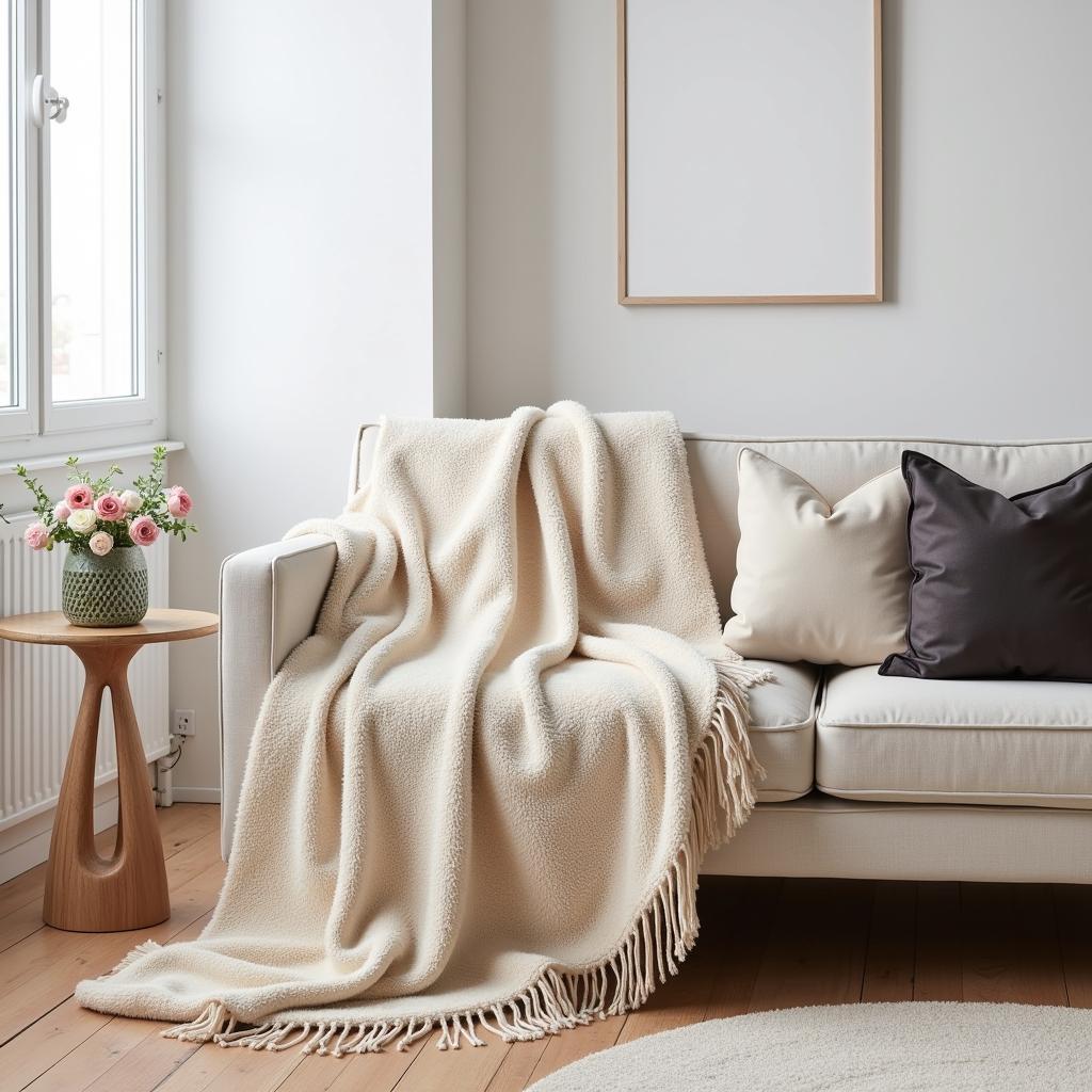 Zara Home decorative throw draped over a sofa