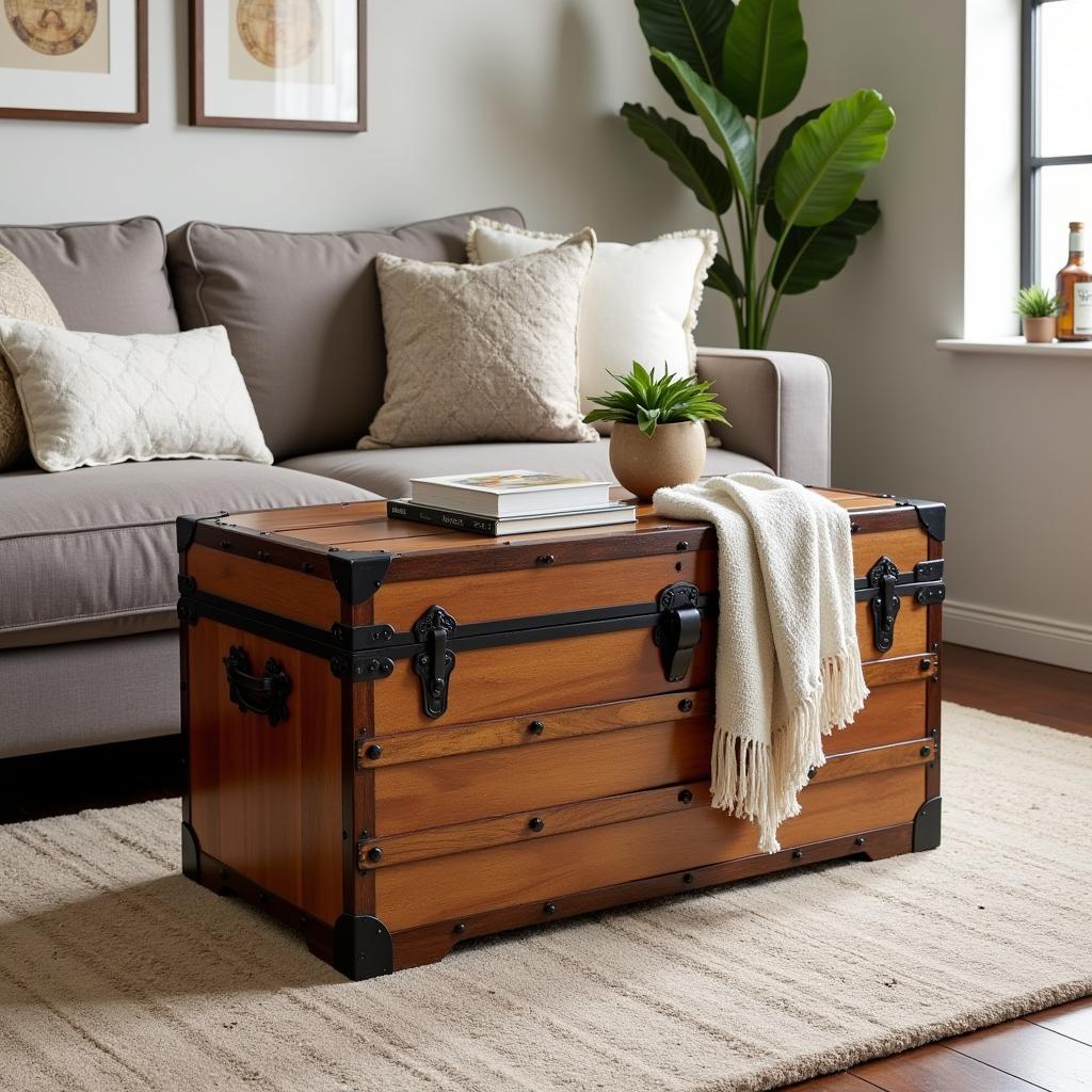 Zara Home decorative trunk in a living room setting