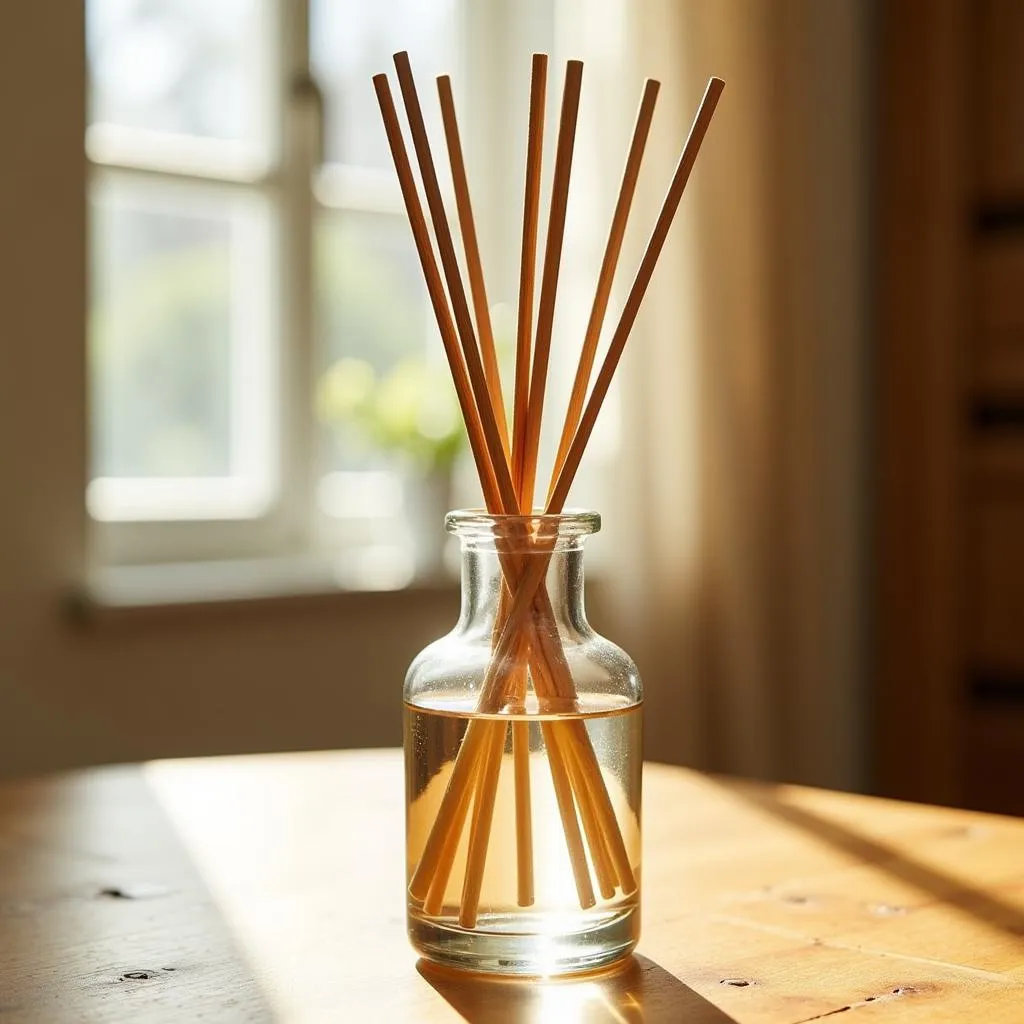 Zara Home diffuser sticks in a sunlit room