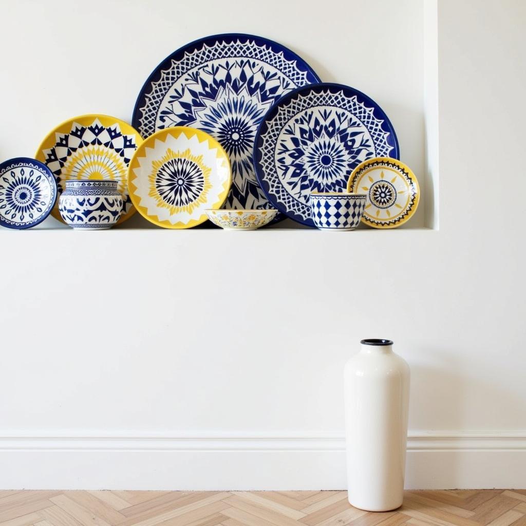 Zara Home floor vase displayed with traditional Spanish ceramics