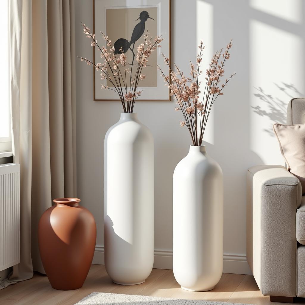 Zara Home floor vases in a modern Spanish apartment