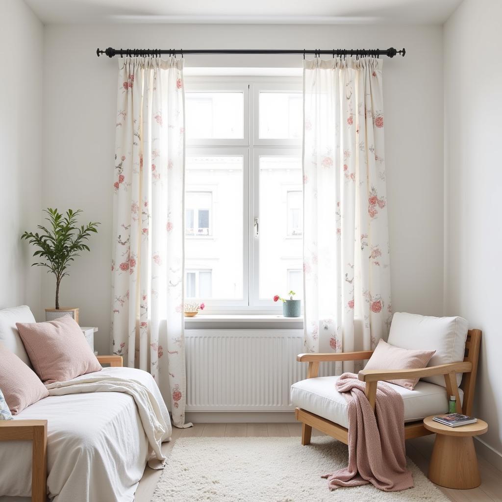 Creating a serene oasis with Zara Home floral curtains in a minimalist bedroom