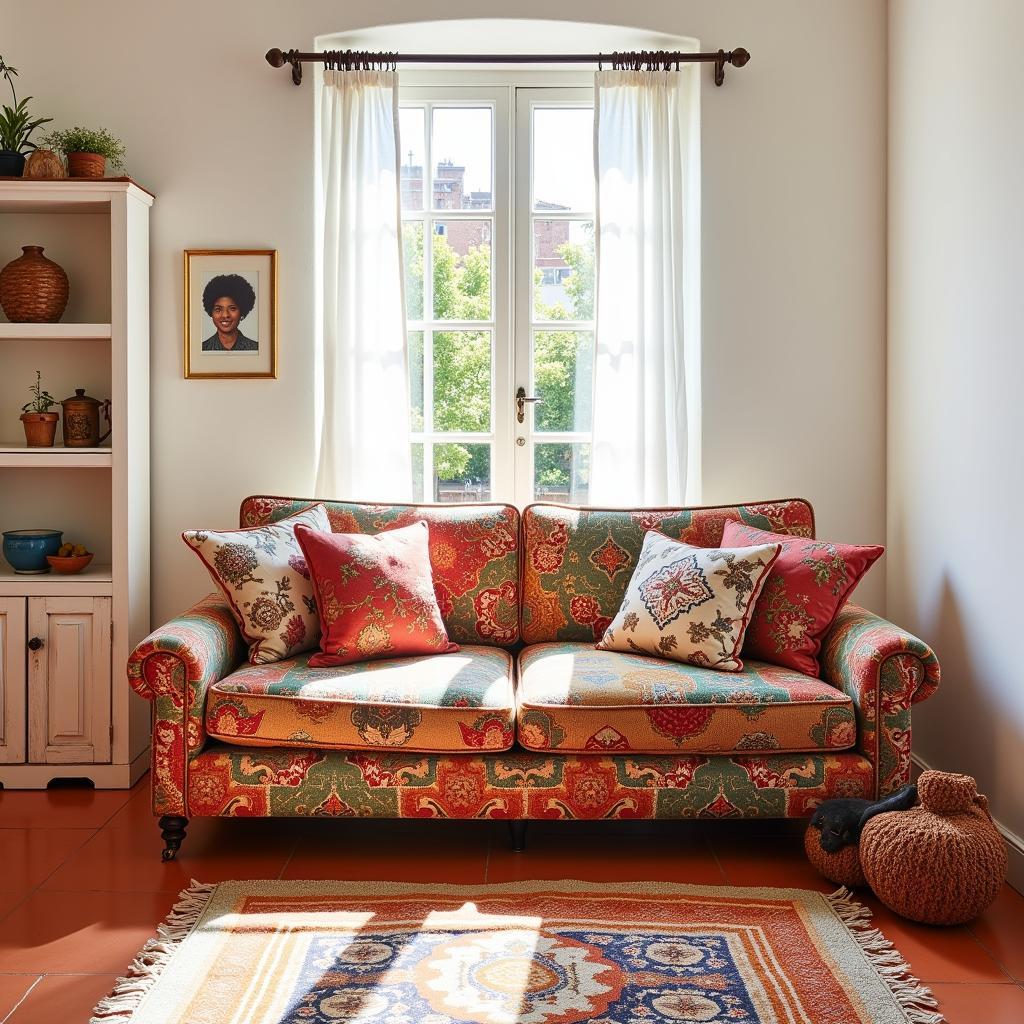 Zara Home Foulard Sofa in a Spanish-Inspired Living Room