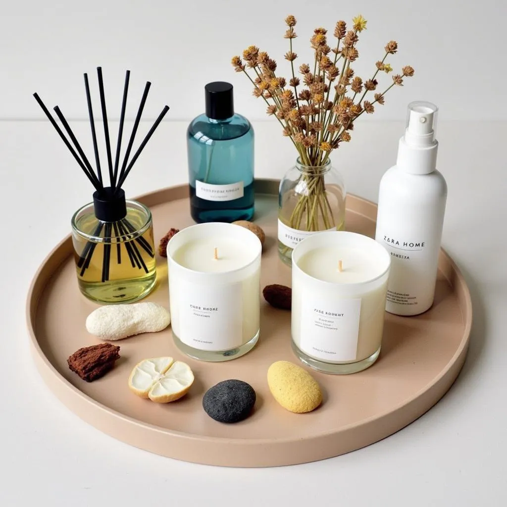 Zara Home fragrance collection with candles and diffusers