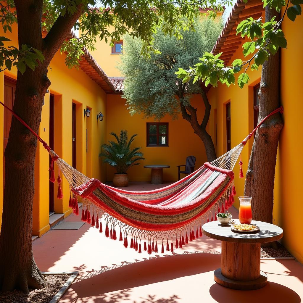 Relaxing in a Zara Home Hammock in a Spanish Courtyard