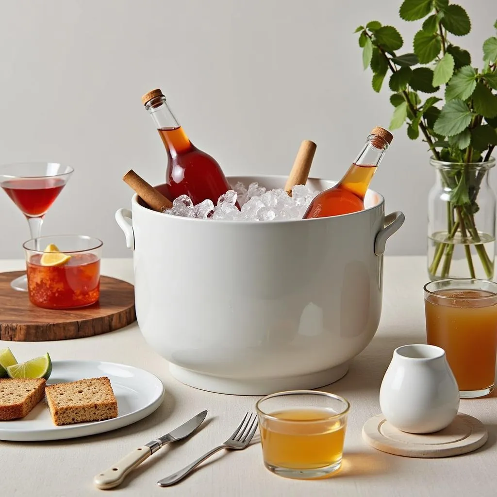 Zara Home Ice Bucket on a table setting with drinks and decor