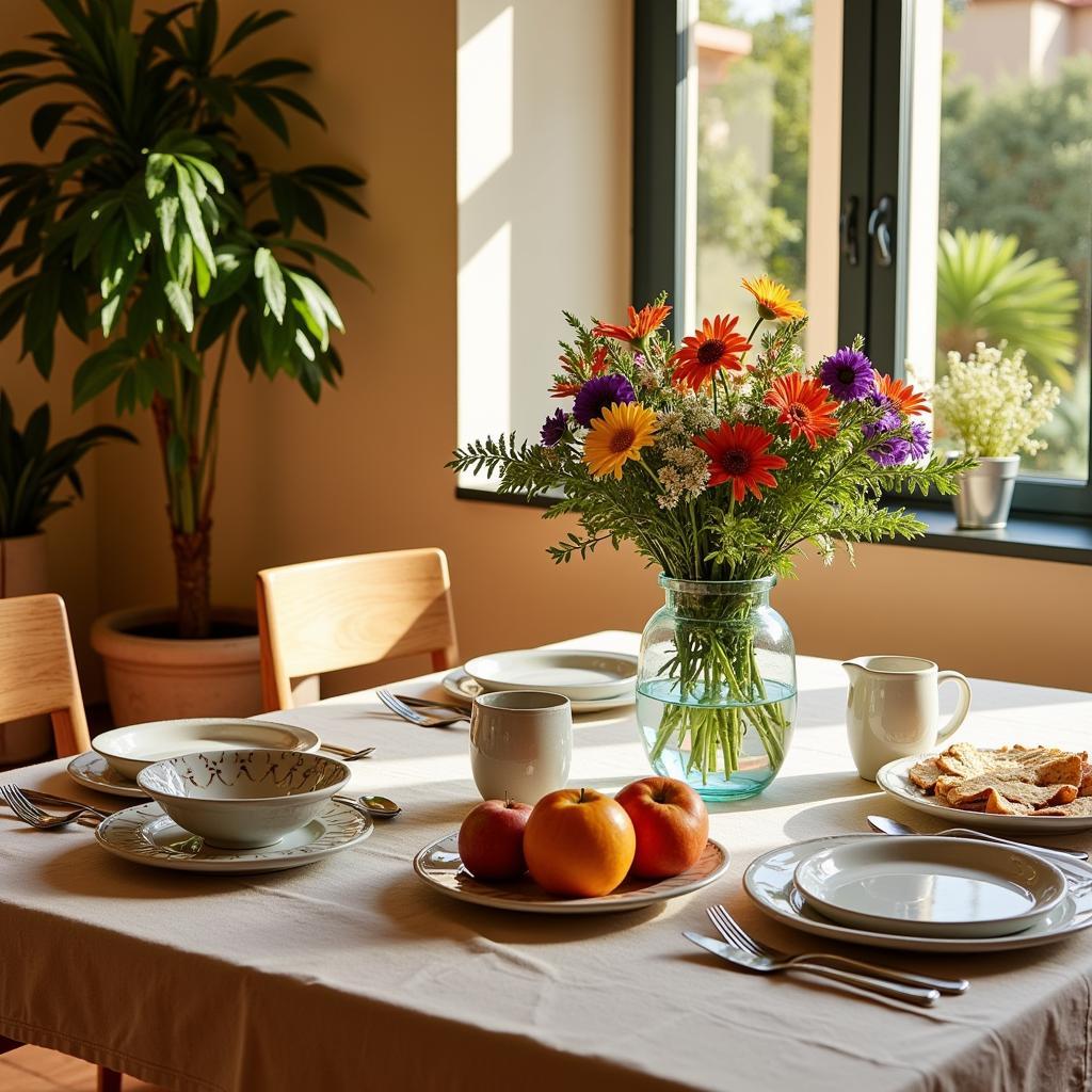 A Zara Home inspired dining table setting in a Spanish homestay