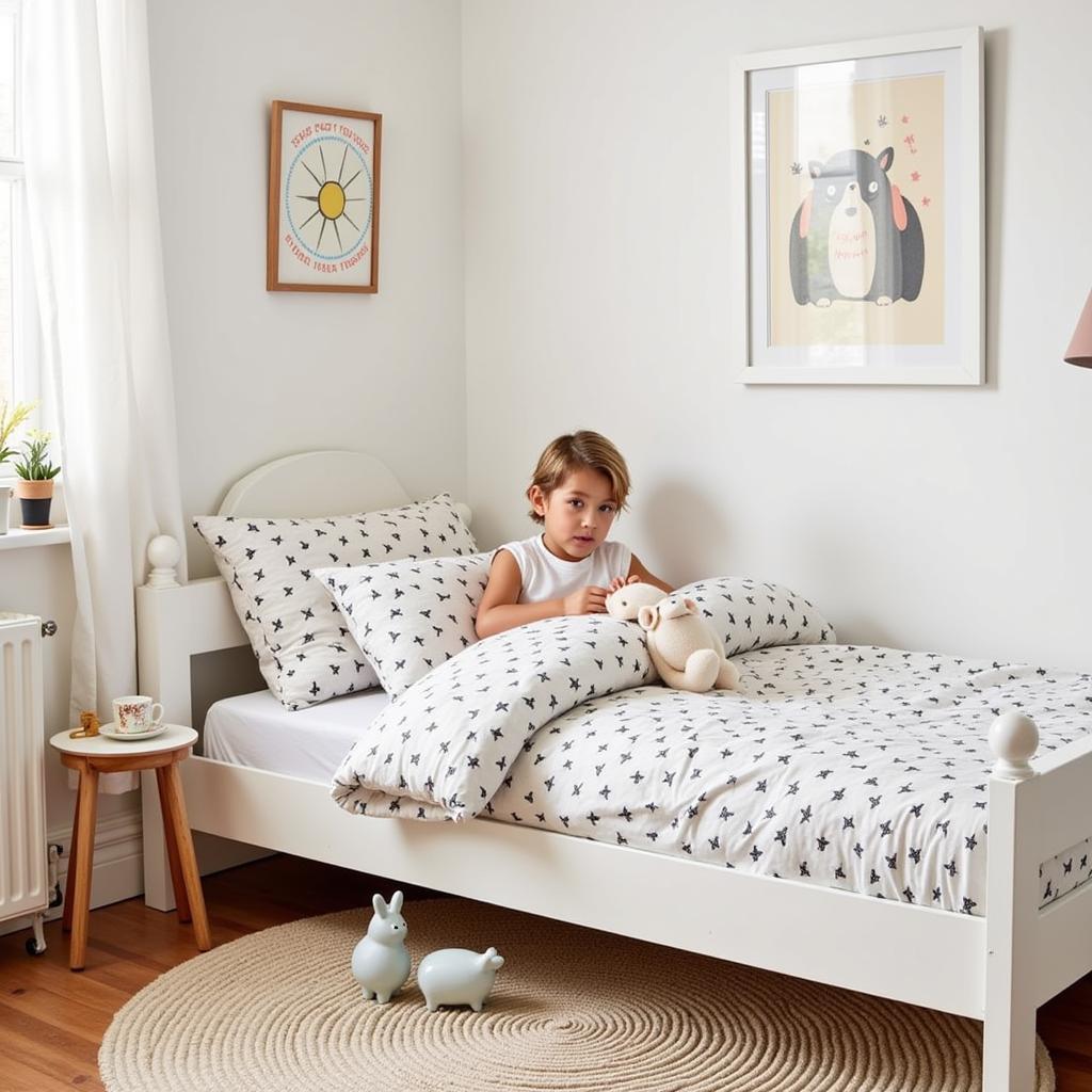 Zara Home kids bedroom with a cozy edredón infantil cama 90