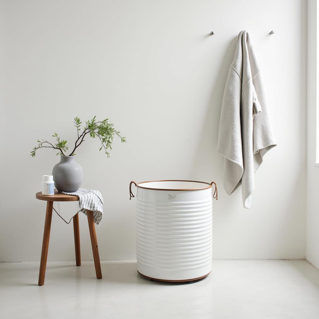 Zara Home Laundry Basket in a Minimalist Bathroom