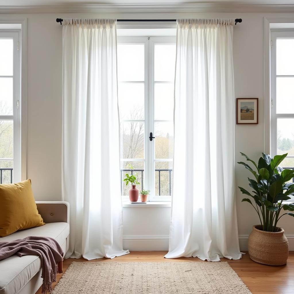 Zara Home linen curtains in a stylish living room