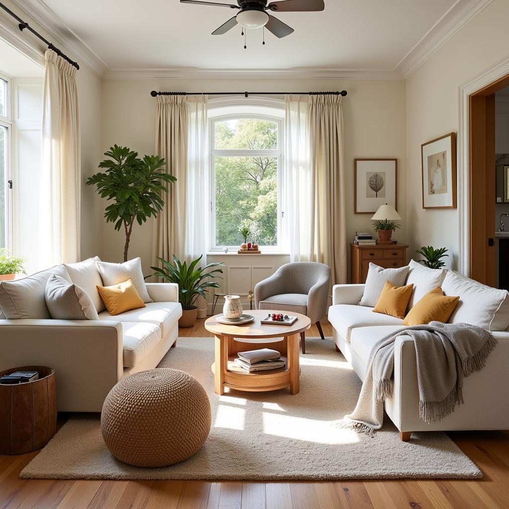 A sunlit Zara Home living room