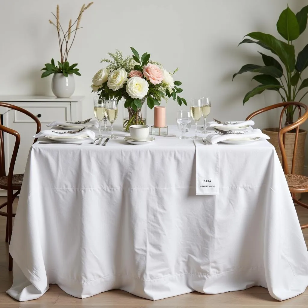 Elegant Table Setting with Zara Home Linen Mantel