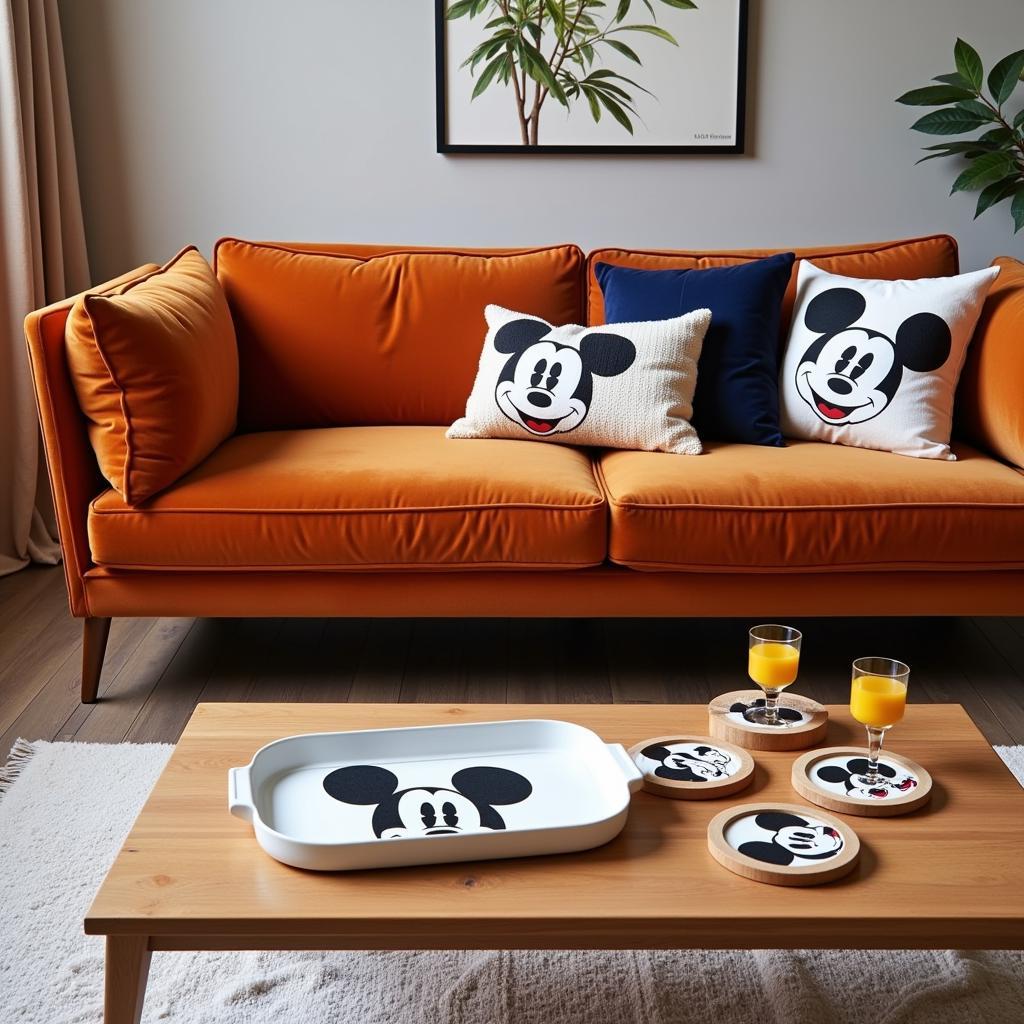 Zara Home Mickey Mouse Collection in a chic living room