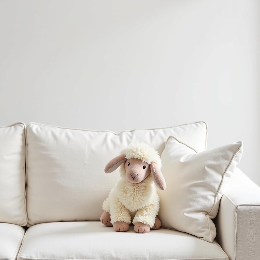 Zara Home Peluche Oveja Sheep Plushie in a Minimalist Living Room