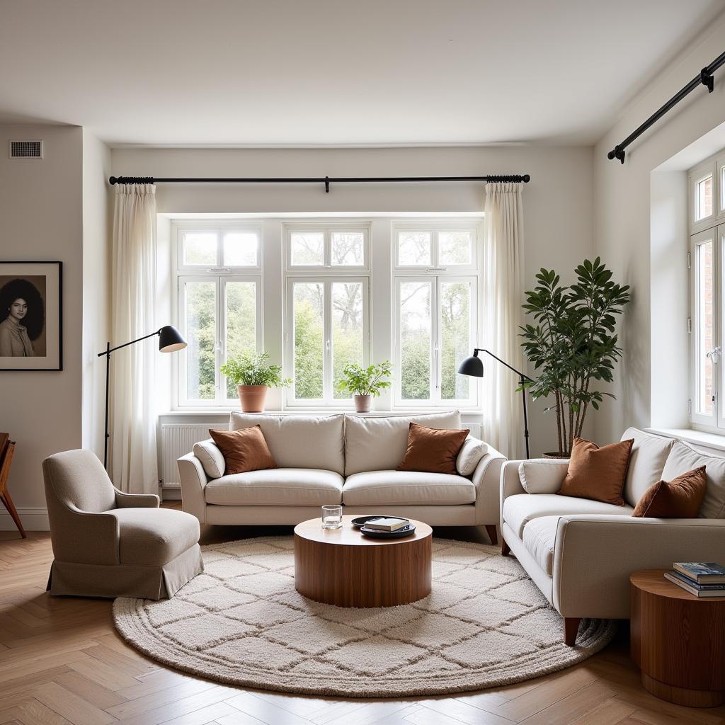 Zara Home round rug in a cozy living room