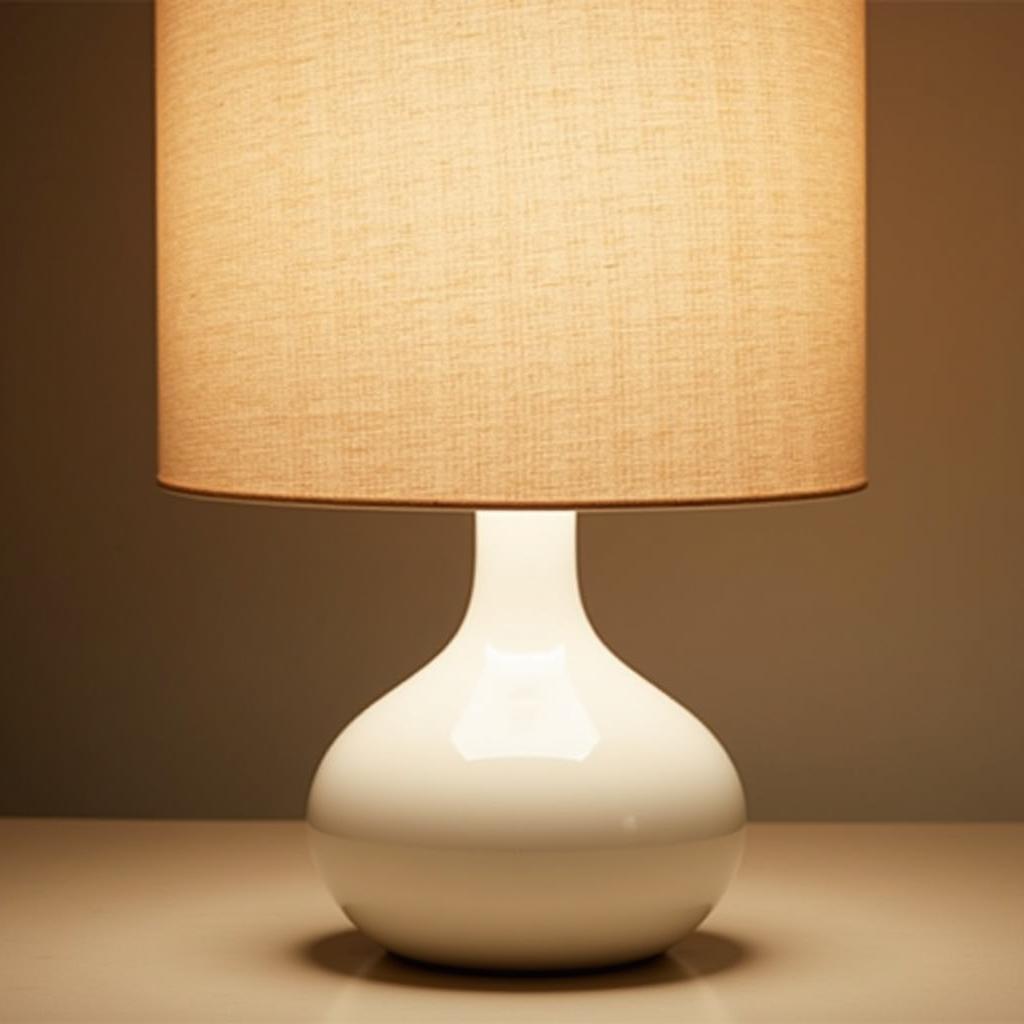 Ceramic Table Lamp with Woven Shade