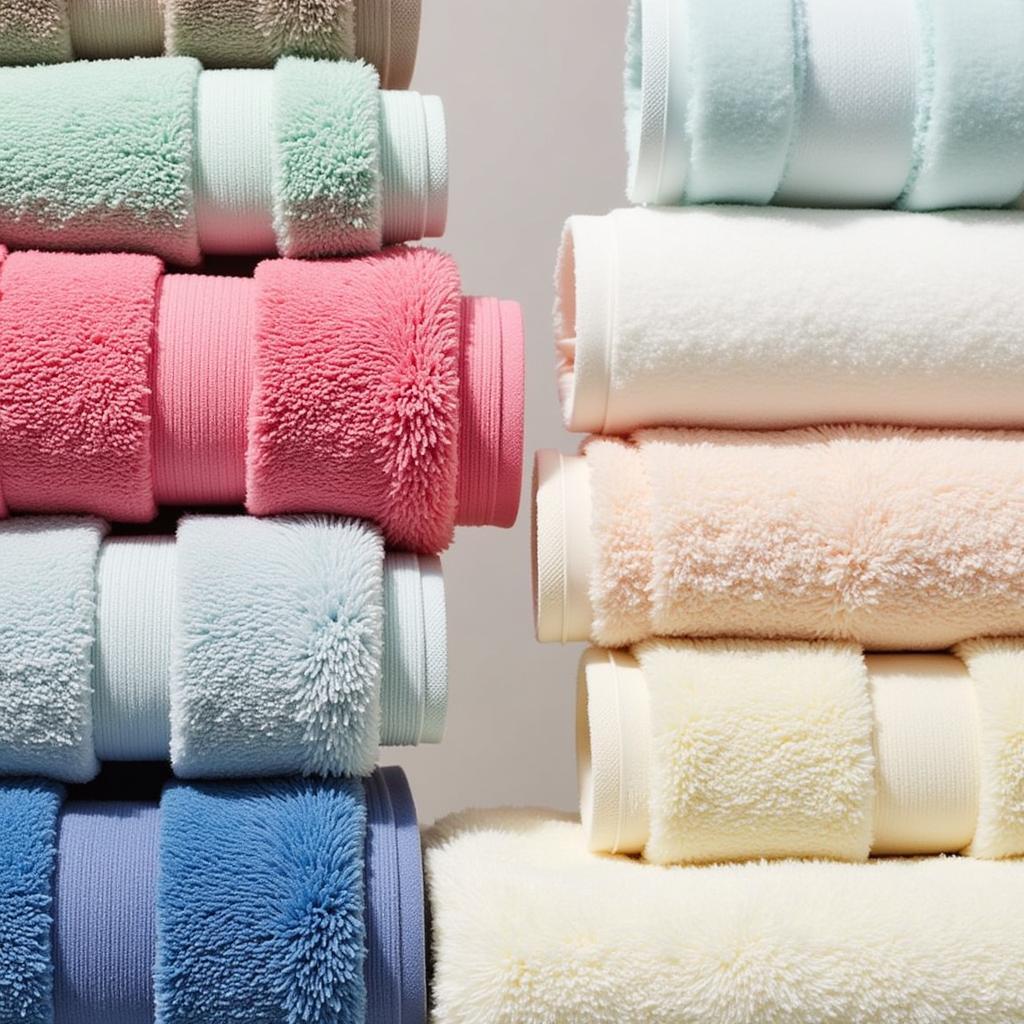 A variety of Zara Home towels in different colors and textures.