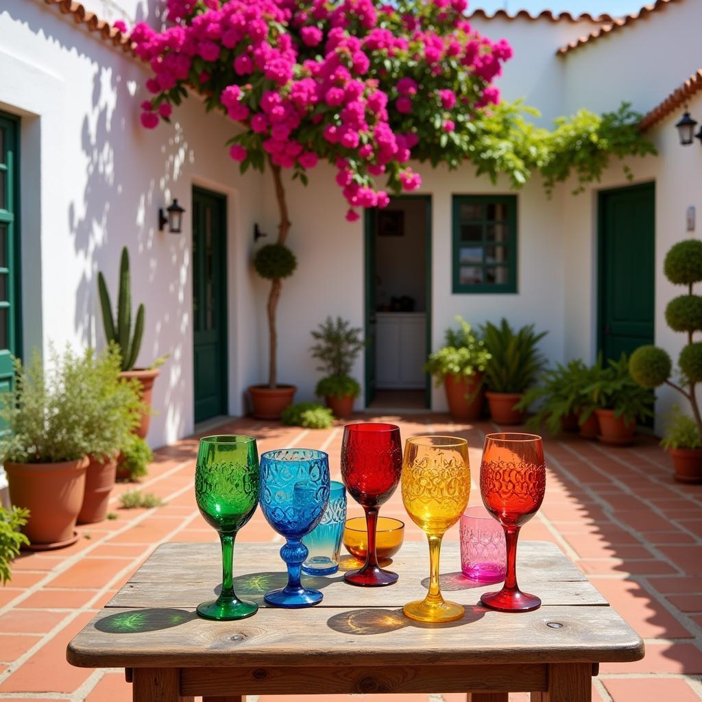 Zara Home vasos de colores in a traditional Spanish courtyard setting