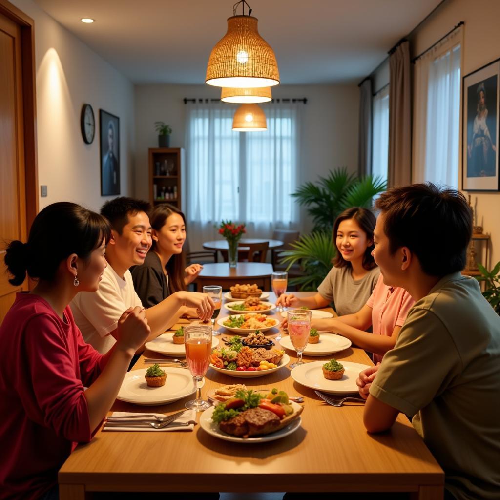 Singaporean Family Dinner in 3House Homestay