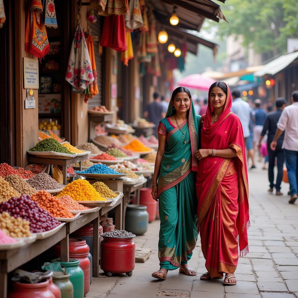 Visiting a local market with an Agra homestay host