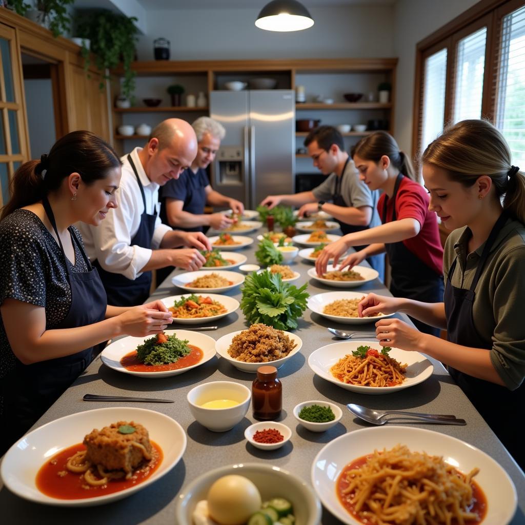 Participating in a cooking class at an Air Hitam homestay