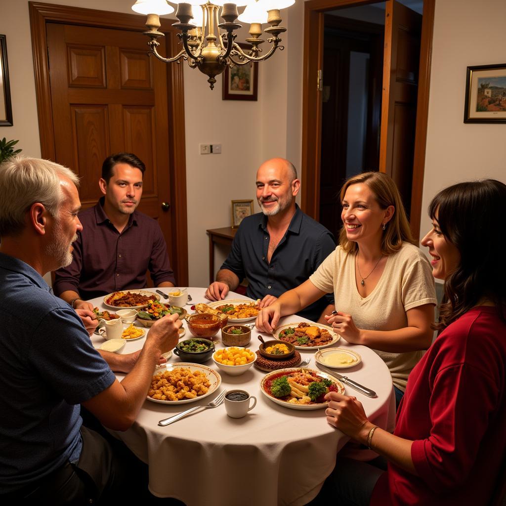 Sharing a meal with an Algarah homestay family