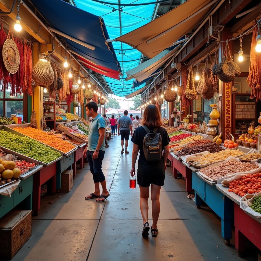 Exploring the local market with an Algarah homestay host