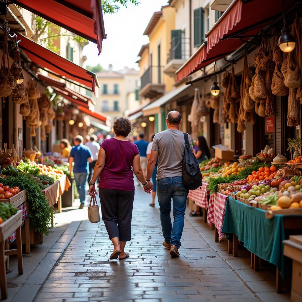 Exploring a local Spanish market with Alina homestay host