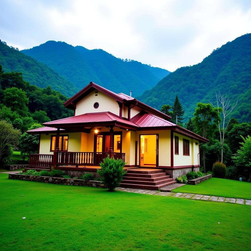 Ambika Homestay nestled in the picturesque Kodachadri mountains, offering stunning views and a tranquil escape.