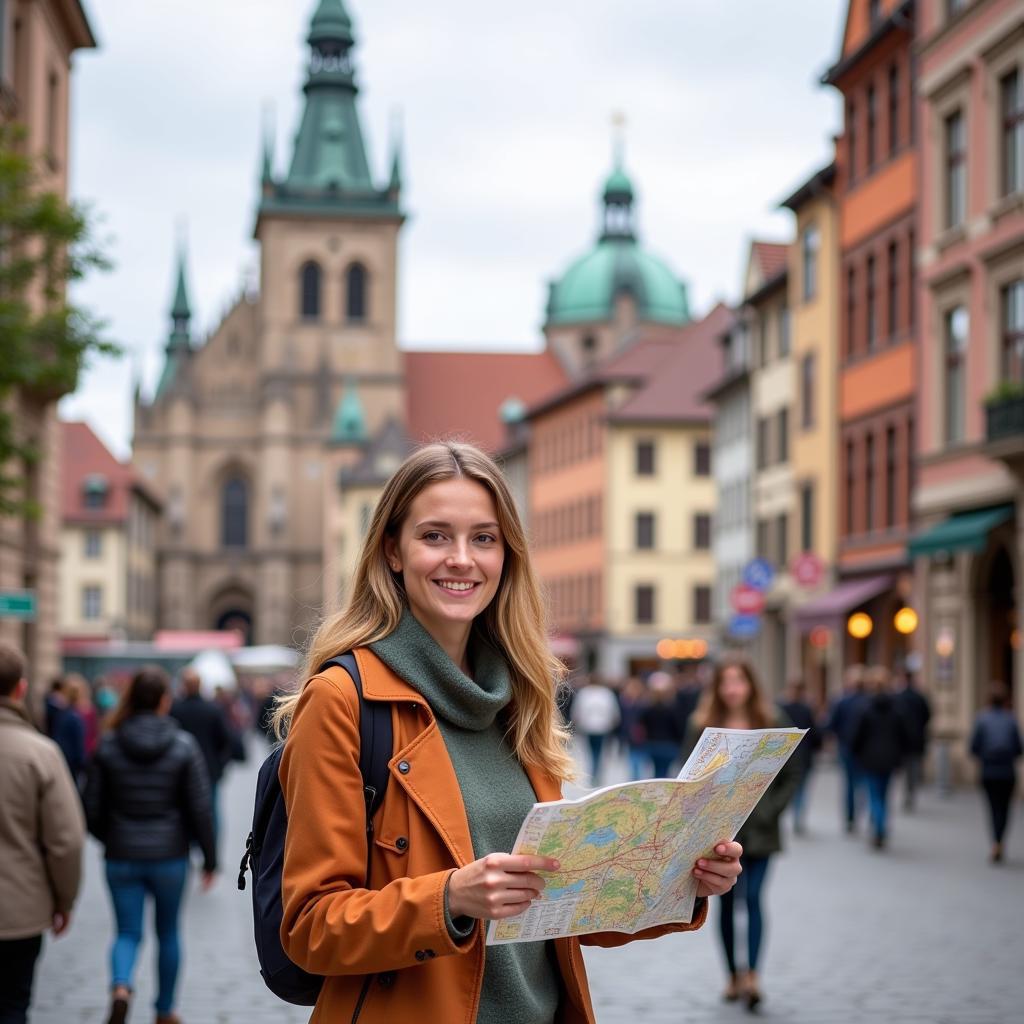 Au pair exploring a new city