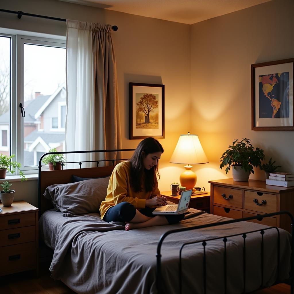 Australian Homestay Student Studying in their Room