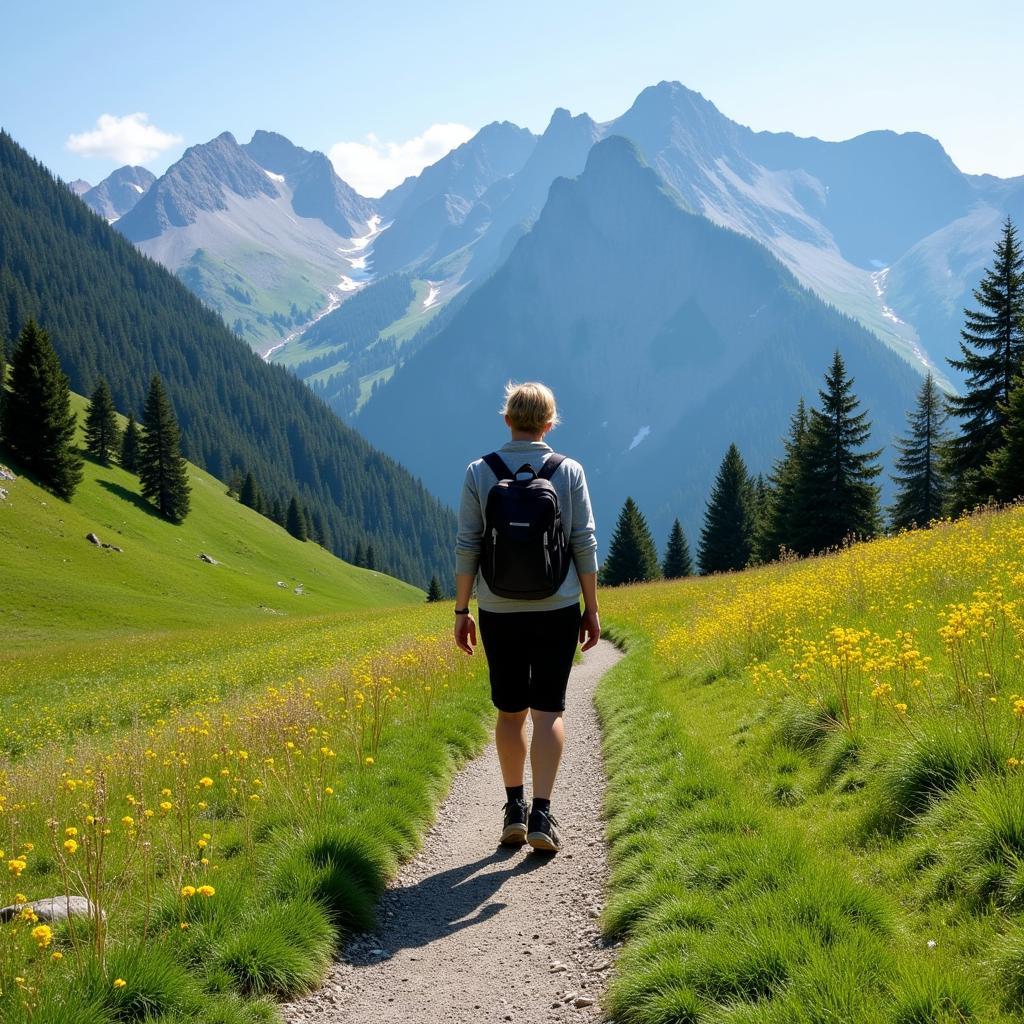 Austrian Homestay Guest Hiking in the Alps