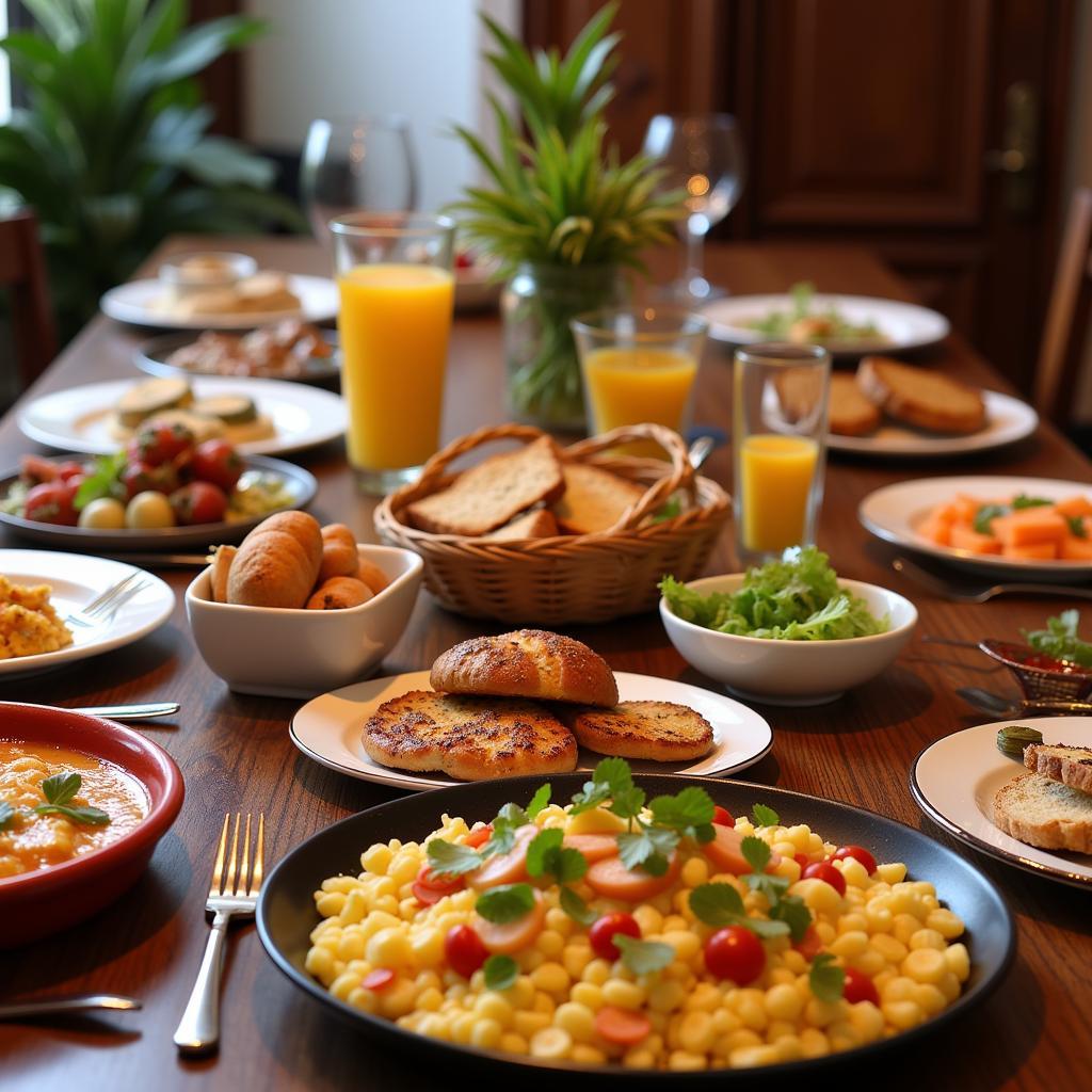 Guests enjoy a delicious, home-cooked Spanish meal during their homestay taman dolan