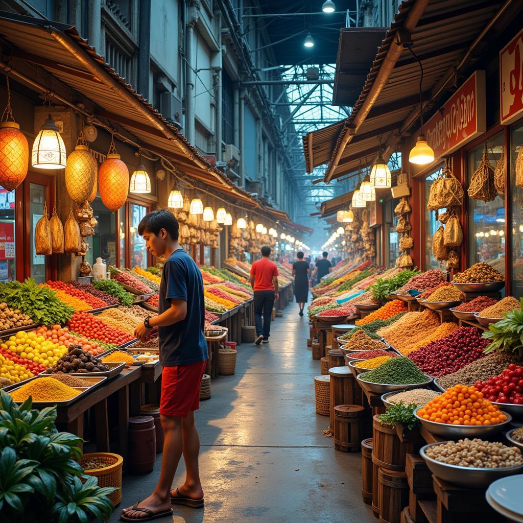 Exploring a bustling local market near an Avani Sepang homestay