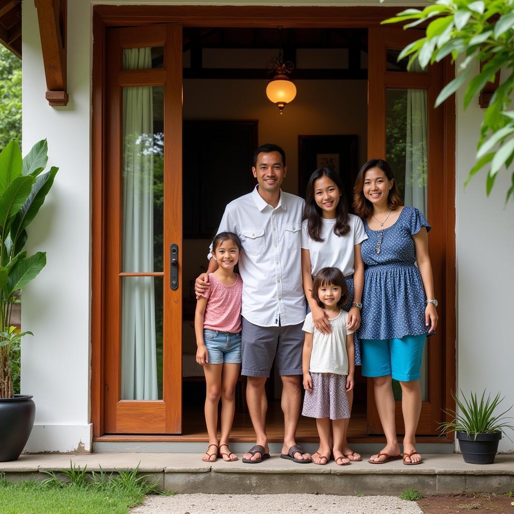 Balinese Family Welcoming Guests at a Homestay in Canggu