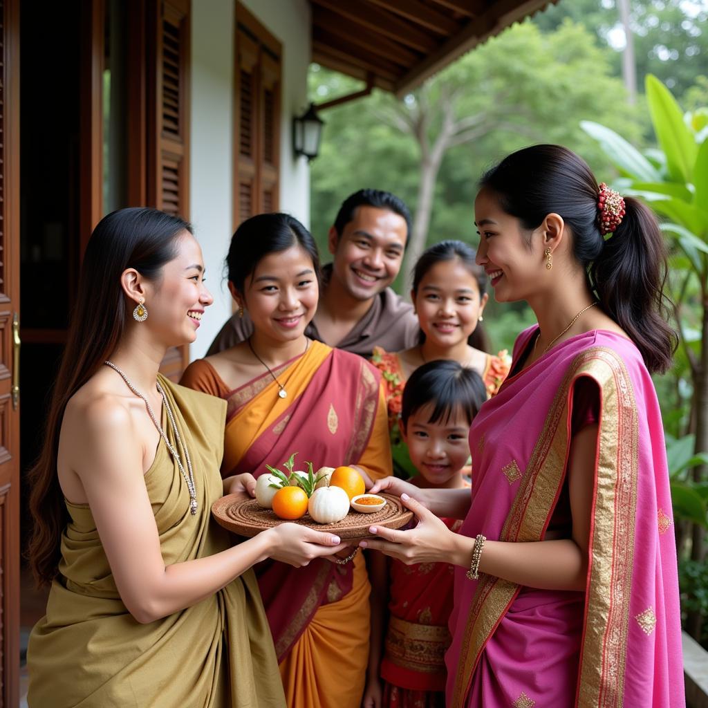 Balinese Family Welcoming Guests at a Homestay