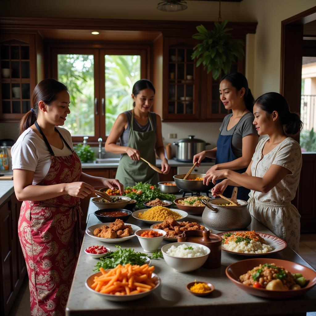 Balinese Family Preparing a Traditional Meal