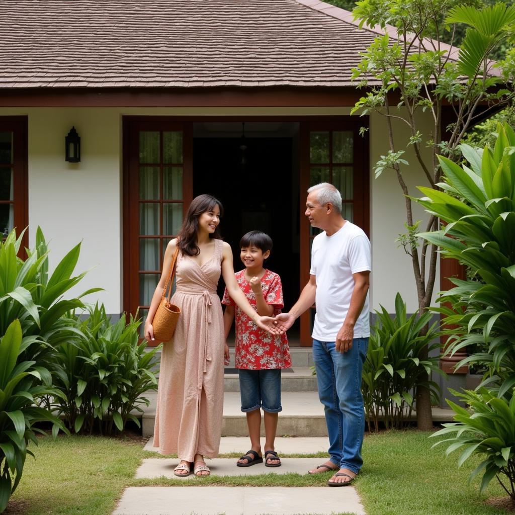 Balinese Family Welcoming Guests to their Homestay