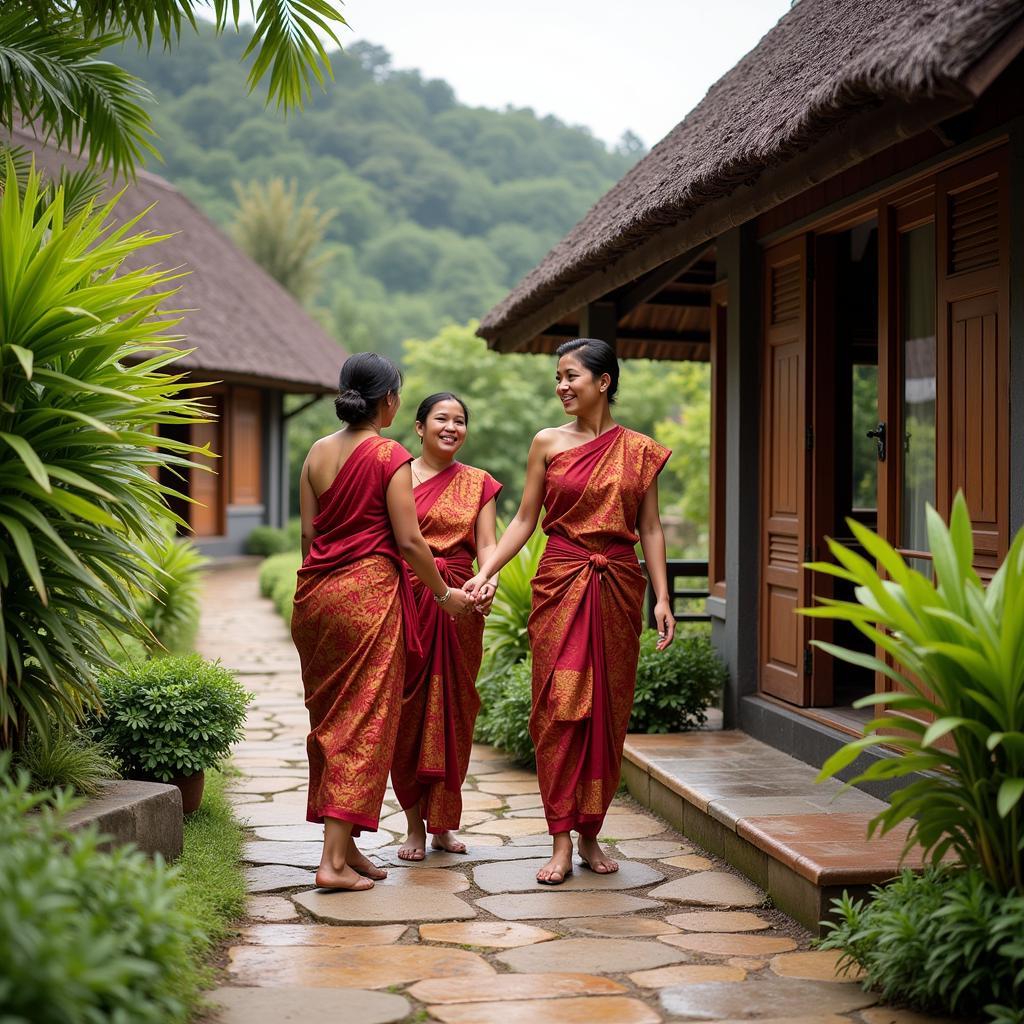 Balinese Family Welcoming Guests at a Pujon Kidul Homestay