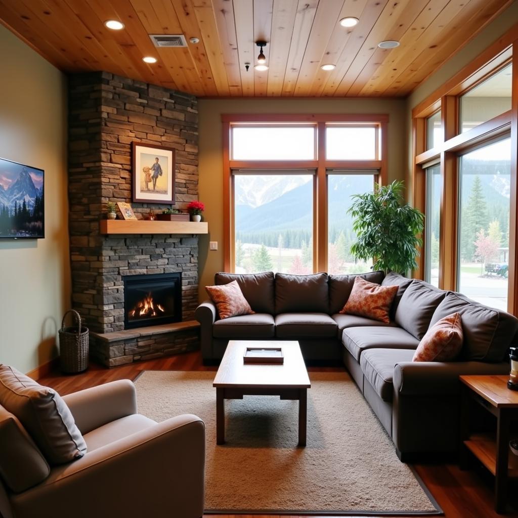 Cozy living room in a Banff homestay