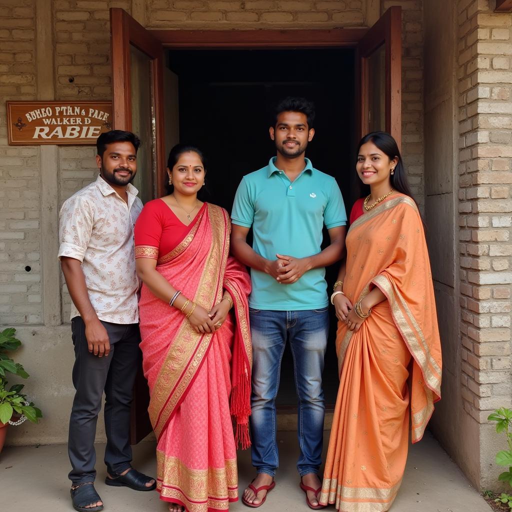 A Bangladeshi family welcoming guests to their homestay