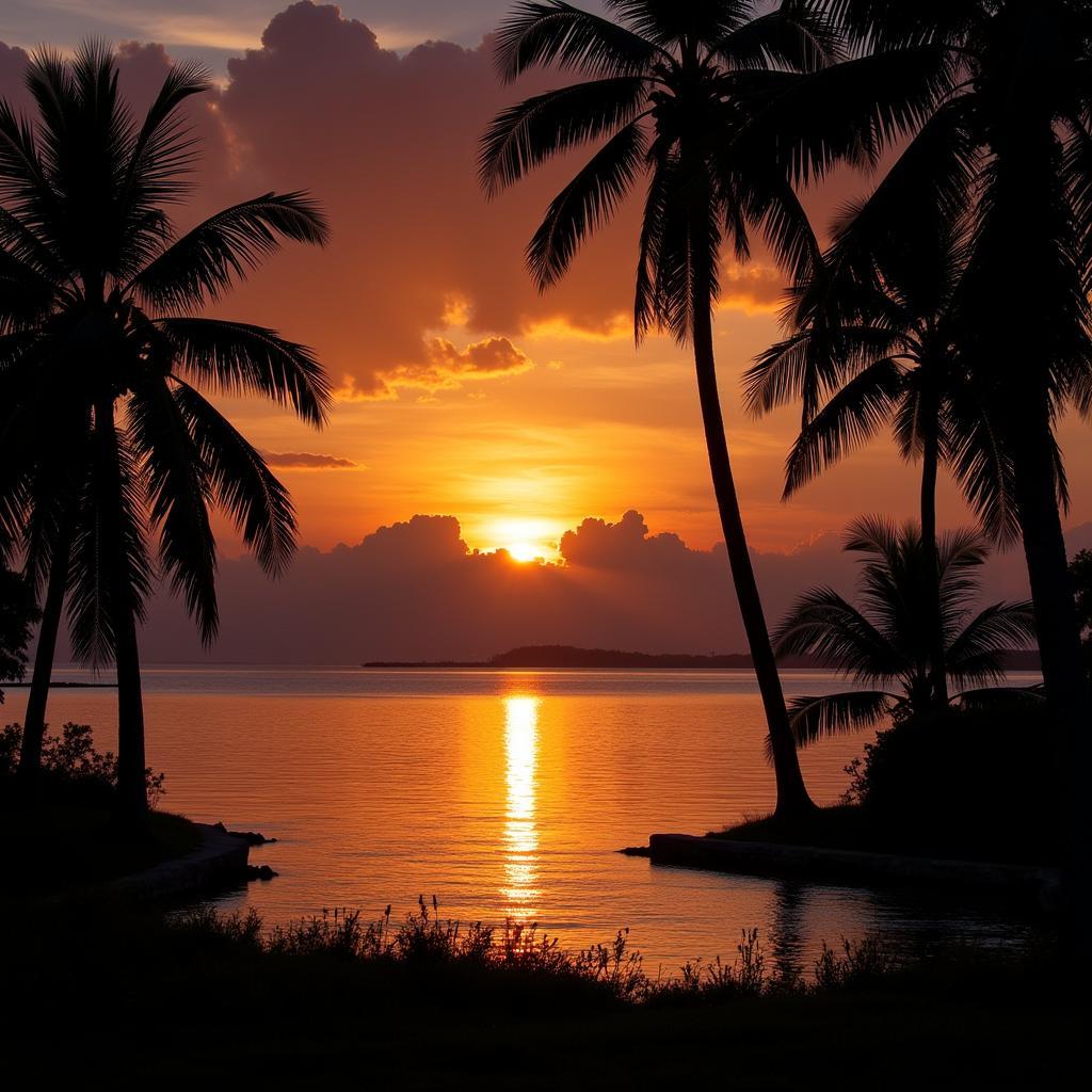 Stunning sunset over the Batticaloa lagoon