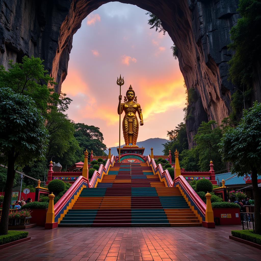 Batu Caves Temple Entrance at Sunrise