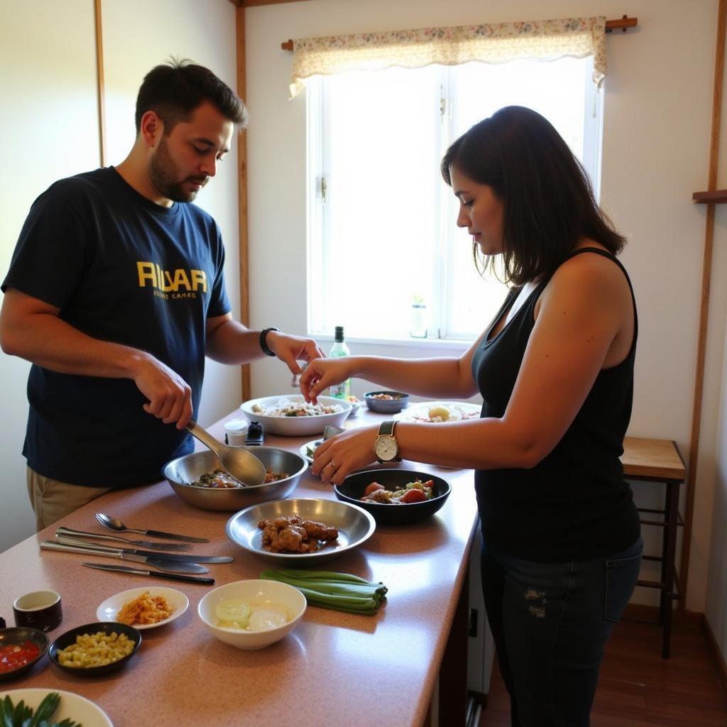 Learning to cook Malaysian dishes in a Batu Muda homestay