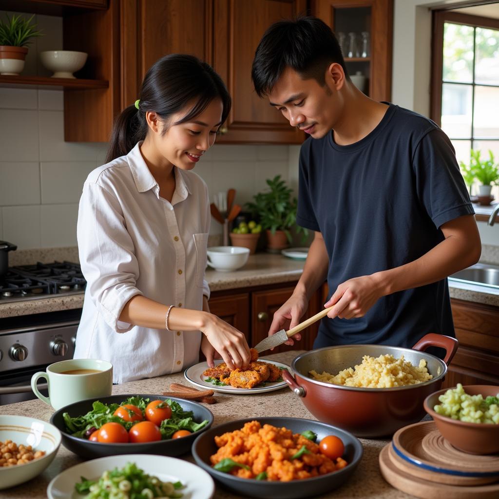 Participating in a Malaysian cooking class at a Bayan Lepas homestay