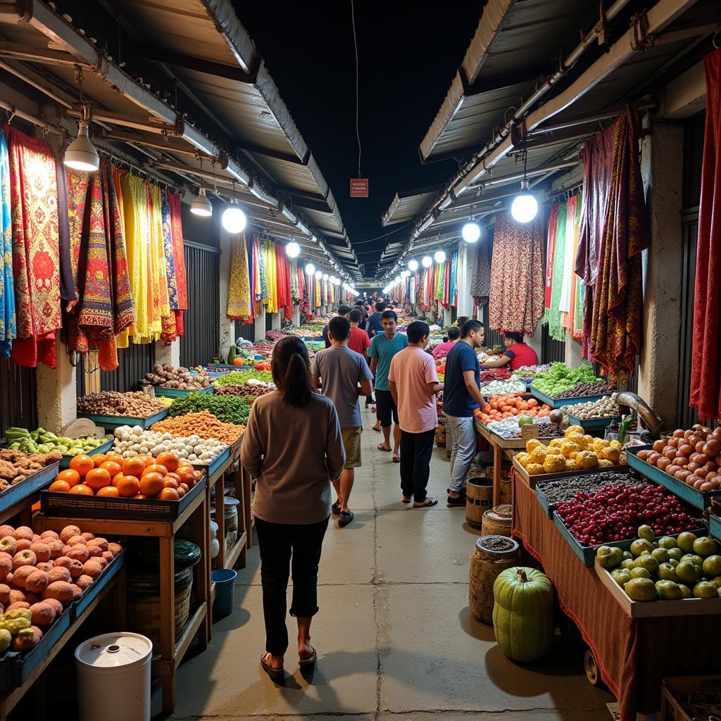 Bustling local market in Bertam