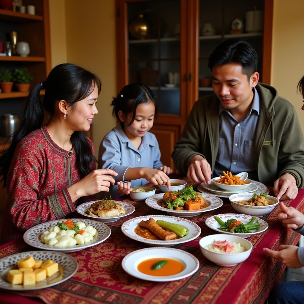 Family Meal at Bettadabagilu Homestay