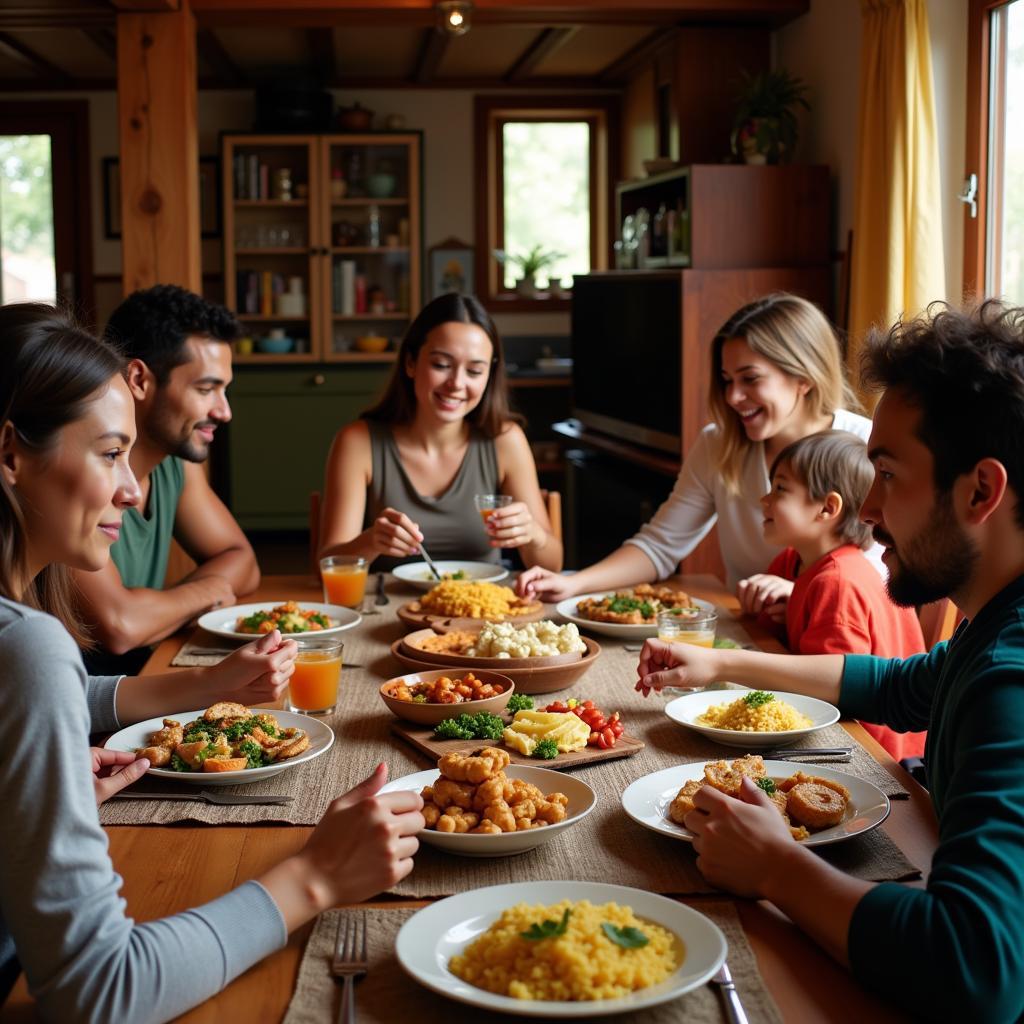 Sharing a meal with a local family in a Bhadra Wildlife Sanctuary homestay