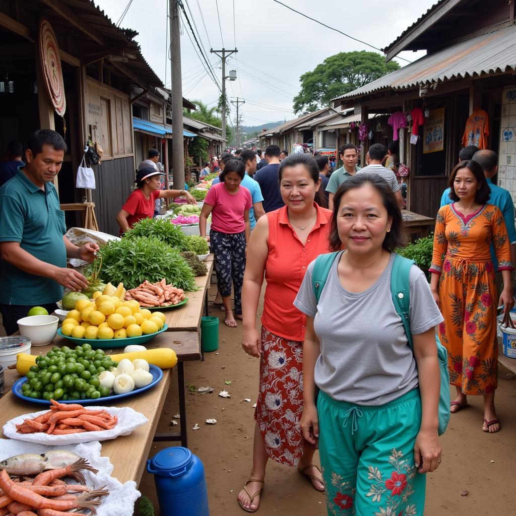 Visiting the local market near a Biri Island homestay